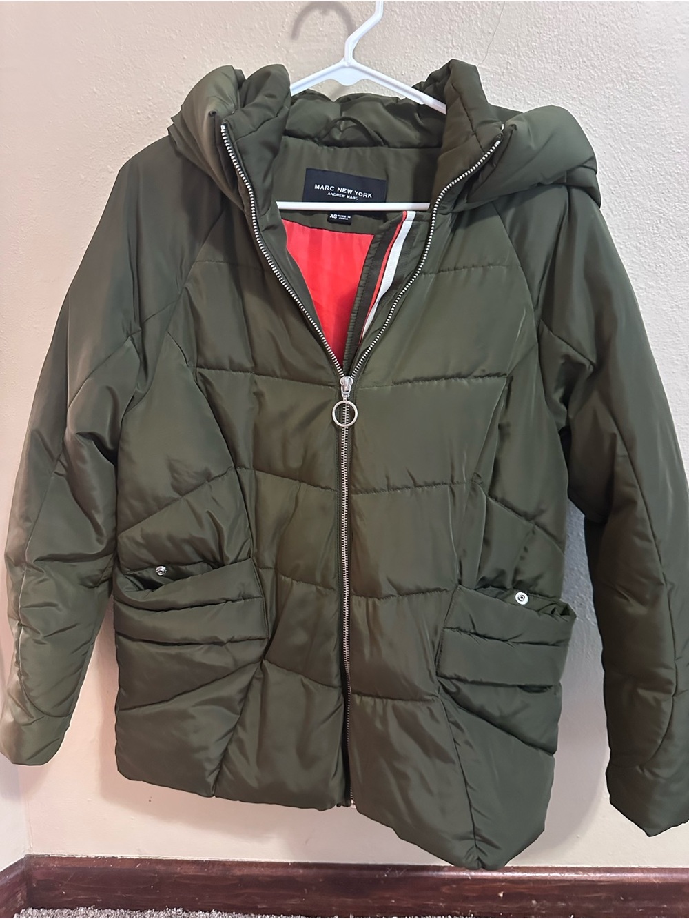 Marc New York Kids Olive Green Hooded Puffer Jacket